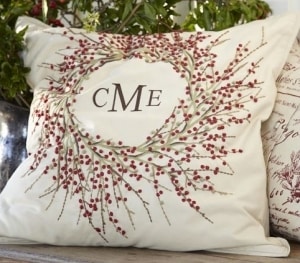 Berry Wreath Embroidered Pillow Cover