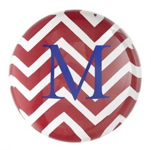Chevron Patterned Domed Glass Paperweight