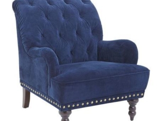 Chas Navy Velvet Armchair