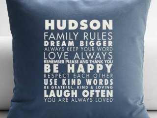 Personalized Family Rules Throw Pillow Cover