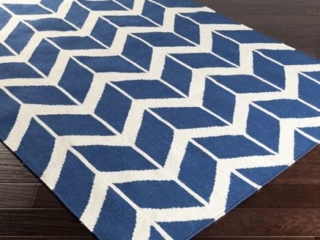 Wool Sapphire and Winter White Rug