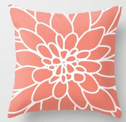 Coral Dahlia Flower Indoor/Outdoor Pillow Cover ($20)