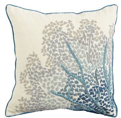 Embroidered Sea Fan Pillow