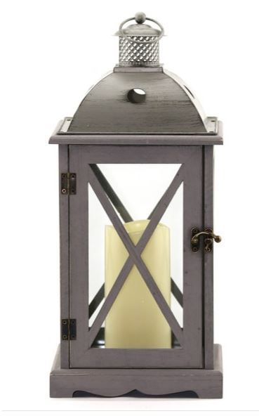 Wood Lantern and Flameless Candle